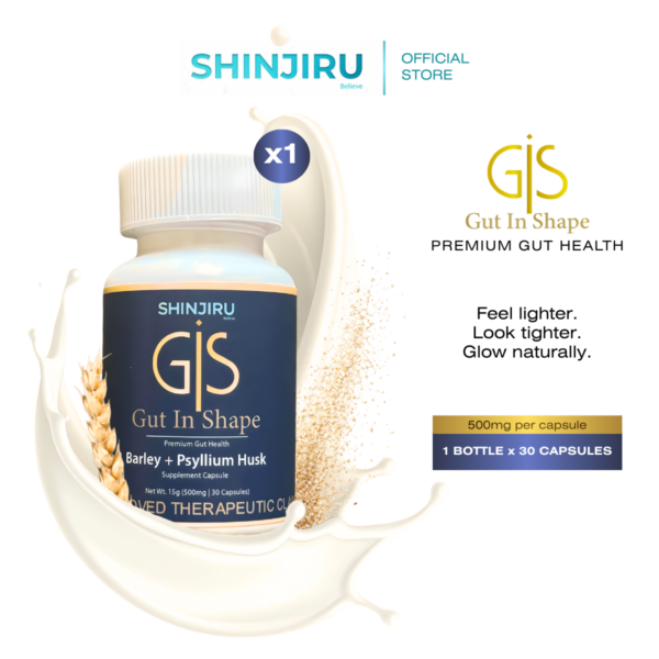 Shinjiru GIS Gut In Shape Barley Psyllium Husk Capsules 500mg 30s Fiber Supplement Digestive Support