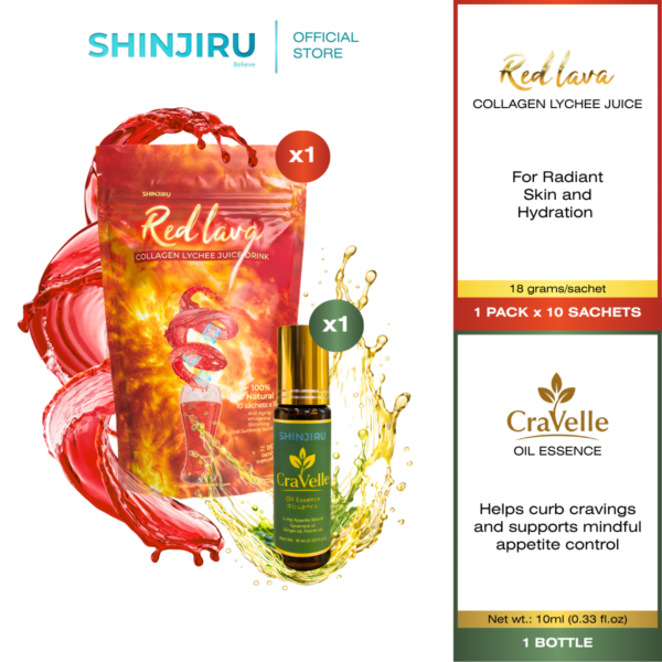Shinjiru Red Lava and Shinjiru CraVelle Oil Essence 10ml Appetite Control Aromatherapy Craving Support Digestive Care | 2-in-1 Bundle