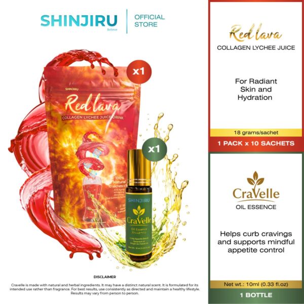 Shinjiru Red Lava and Shinjiru CraVelle Oil Essence 10ml Appetite Control Aromatherapy Craving Support Digestive Care | 2-in-1 Bundle